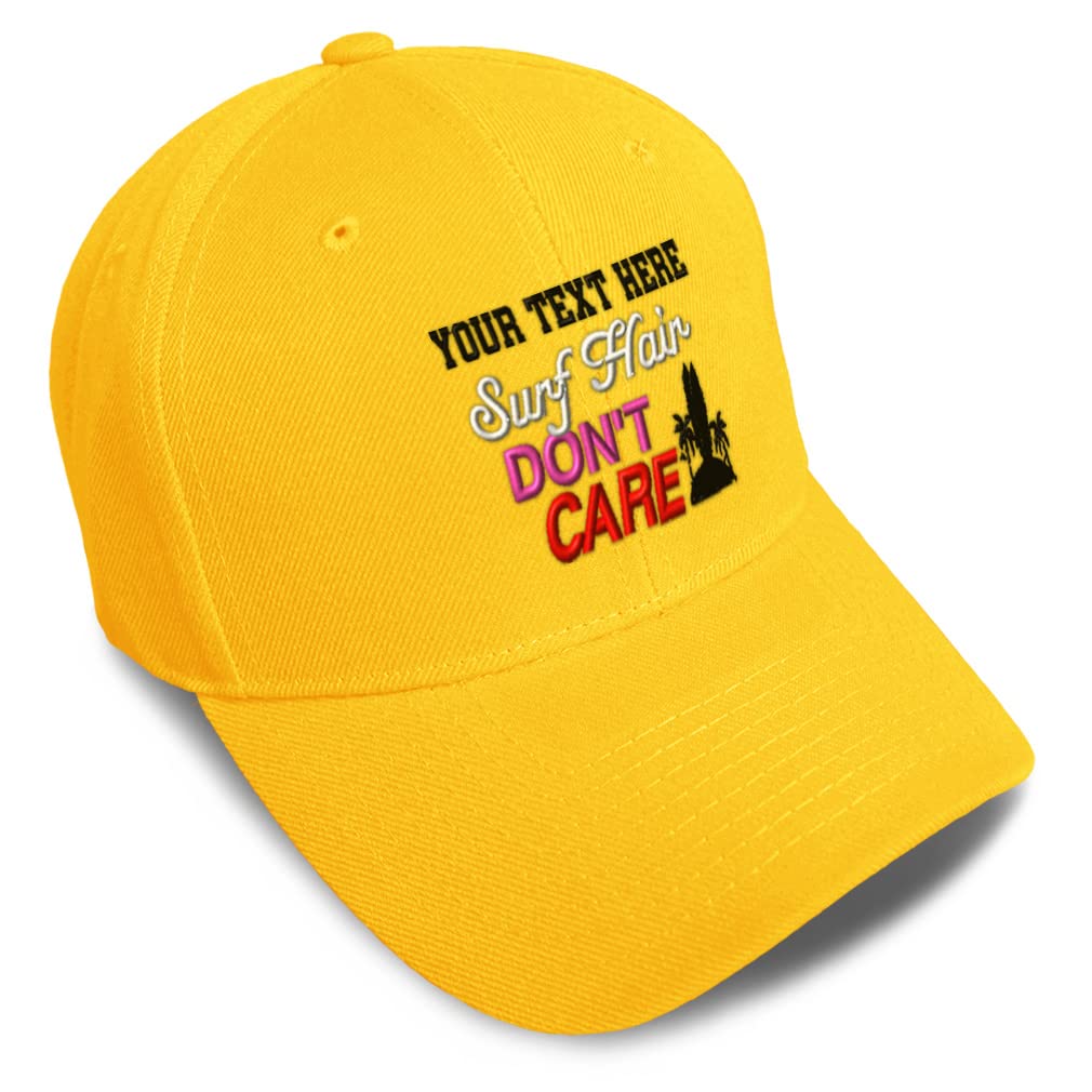 Custom Embroidered Baseball Cap - Surf Flair Don't Care Waves Ocean Design - Adjustable Dad Hats for Men & Women - Perfect for Beach, Surfing, Outdoor Activities & Casual Wear