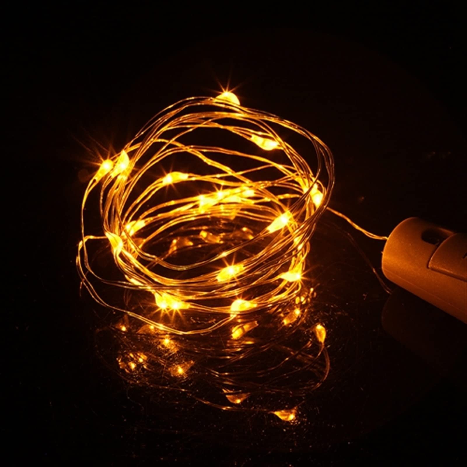 Battery Powered Cork Wine Bottle LED Light String - 1m/2m Decorative DIY Strip Lights for Birthday Party, Wedding, Home Bar - Warm Yellow, 10 LEDs per Meter - Perfect for Wine Bottles, Mason Jars & Outdoor Decor