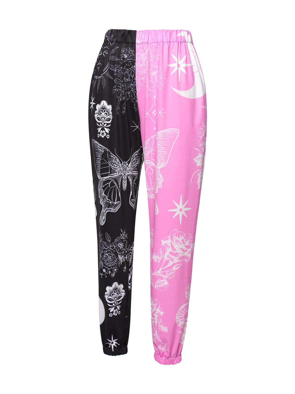 Women's High Waist Printed Baggy Sweatpants with Pockets - Athletic Joggers & Lounge Pants in Contrast Colors | Perfect for Yoga, Running, Gym & Casual Wear