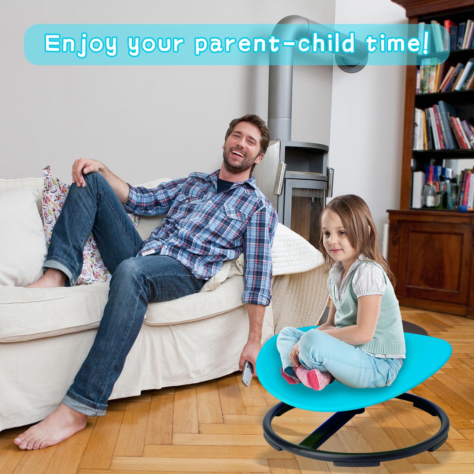 LulliSpace Kids Swivel Chair - Sensory Spinning Chair for Children with Autism, Improves Balance & Coordination, Sturdy Metal Base with Non-Slip Design - Perfect for Playrooms, Classrooms & Sensory Therapy