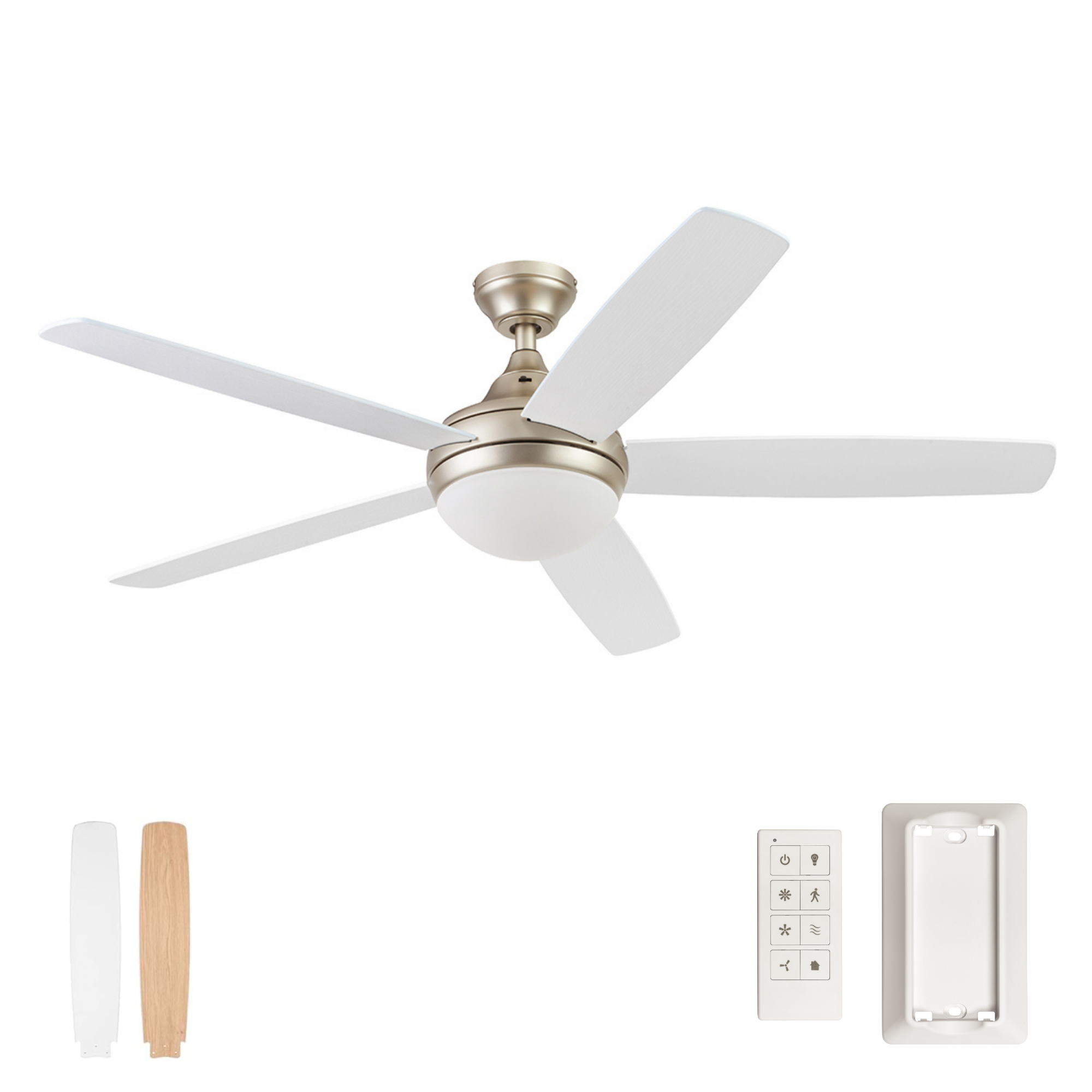 52 Inch Ashby Soft Gold Ceiling Fan with Remote Control - Perfect for Living Room, Bedroom, and Outdoor Patio Cooling