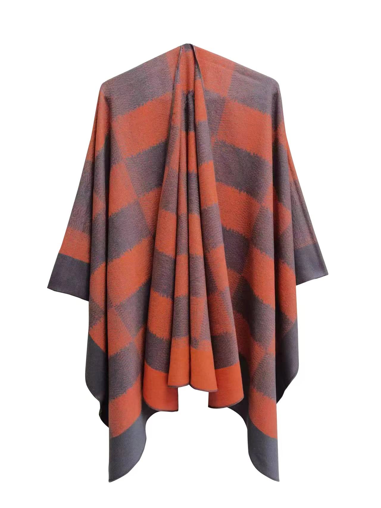 Stylish Plaid Shawl Wrap - Open Front Poncho Cape Cardigan for Women | Perfect for Fall, Winter, and Holiday Gifts | Cozy Layering for Office, Travel, and Special Occasions