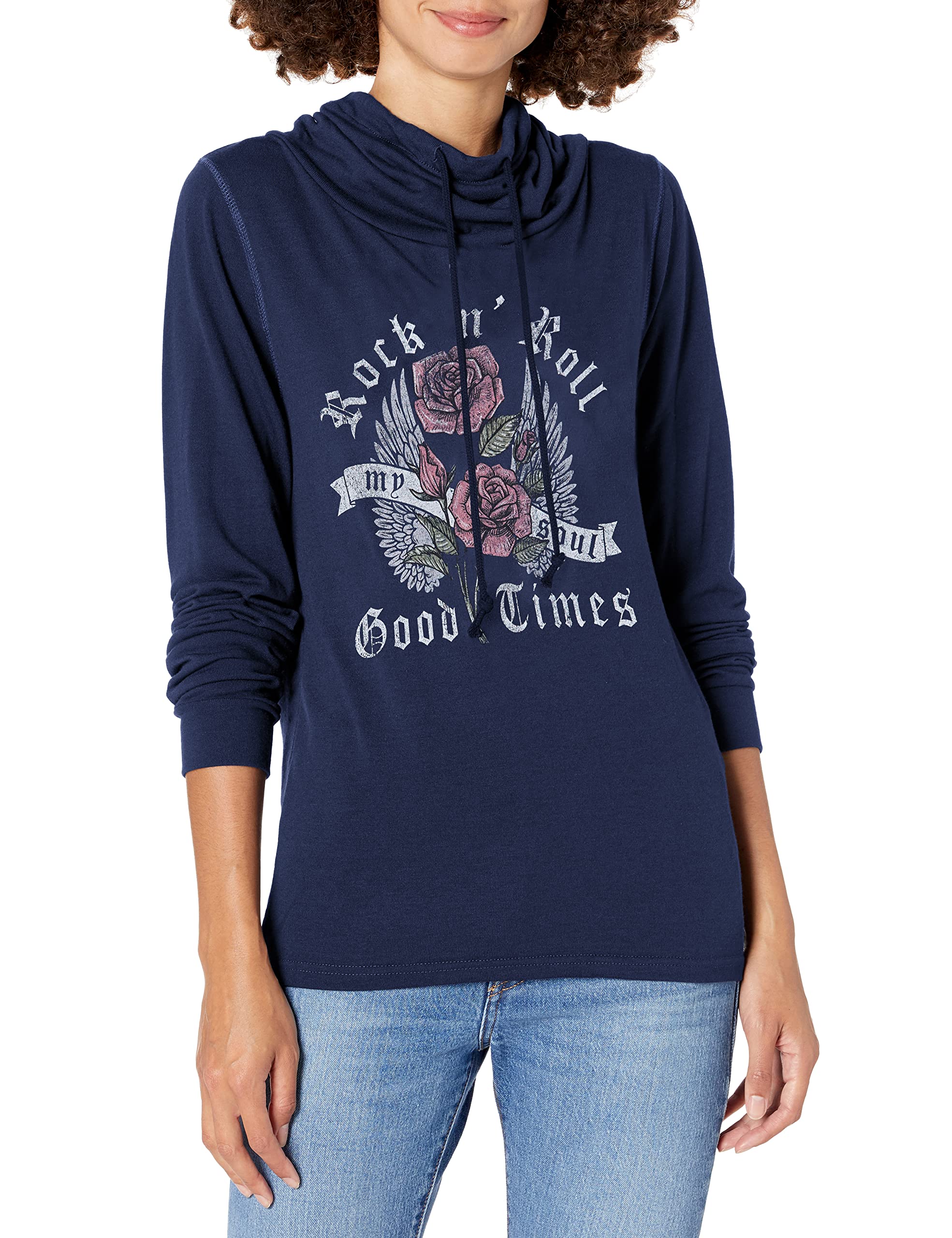 Rebel Rose Women's Long Sleeve Cowl Neck Top - Soft Stretchy Casual Shirt for Fall & Winter | Perfect for Layering, Workwear & Everyday Outfits