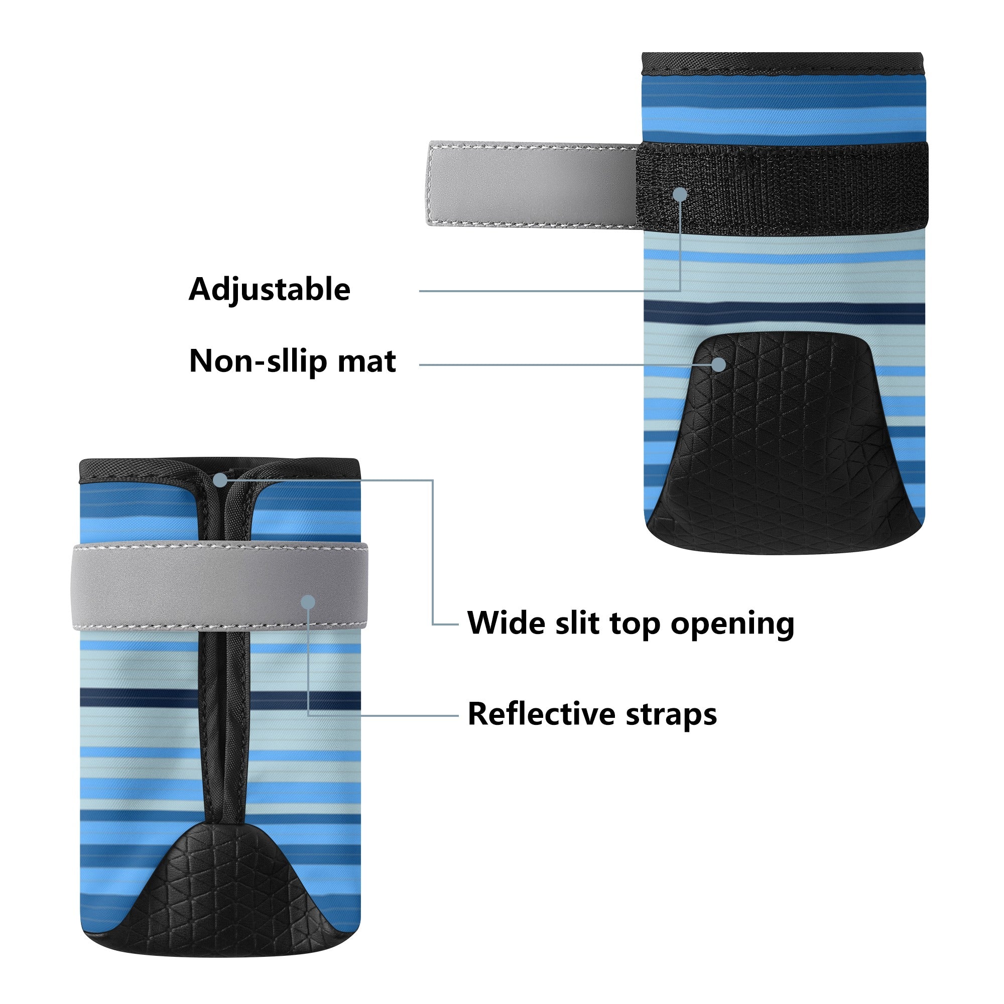 Non-Slip Dog Boot Socks - Striped Blue Paw Protectors for Indoor & Outdoor Use - Perfect for Hardwood Floors, Snow, and Hot Pavement