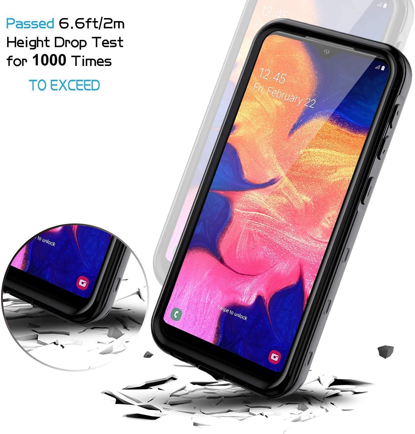 Waterproof Case for Samsung Galaxy A10E - IP68 Certified Dustproof & Shockproof Phone Cover - Perfect for Swimming, Beach & Outdoor Activities