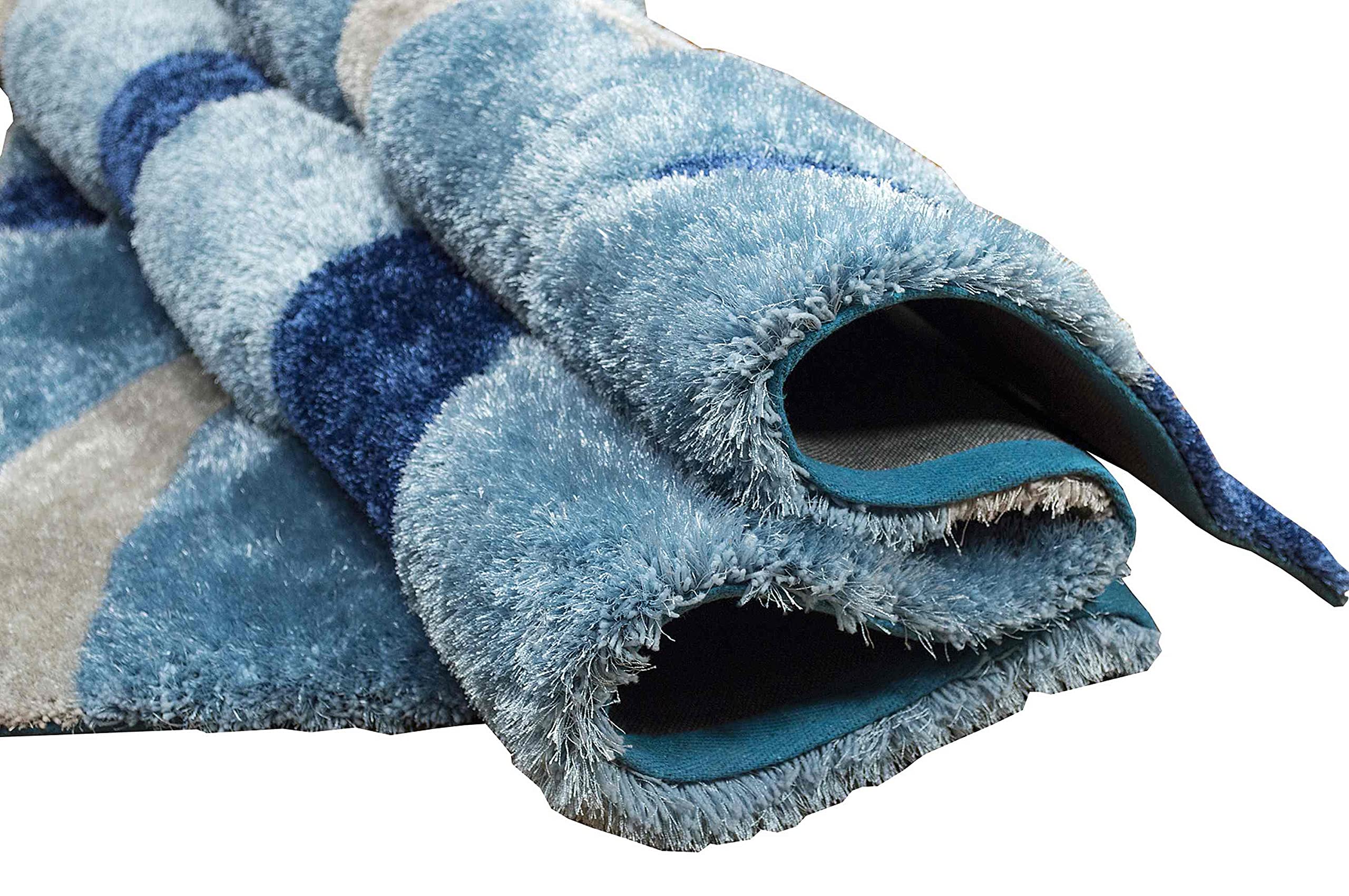 5x7 Blue Shag Rug - Modern Swirls Pattern Hand Carved Plush Carpet for Living Room, Bedroom Decor | Navy/Blue/Silver 3D Textured Area Rug | Cozy Home Accent for Family Rooms & Dorm Spaces