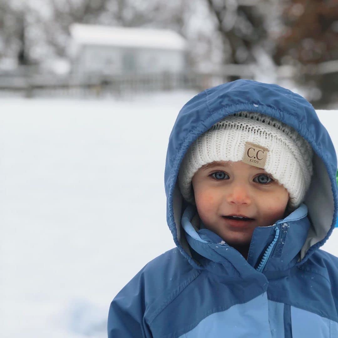 Funky Junque Kids Cozy Ribbed Beanie - Warm Winter Knit Cap for Toddlers & Babies | Soft Stretchy Hat for Cold Weather, Outdoor Play & Family Photos