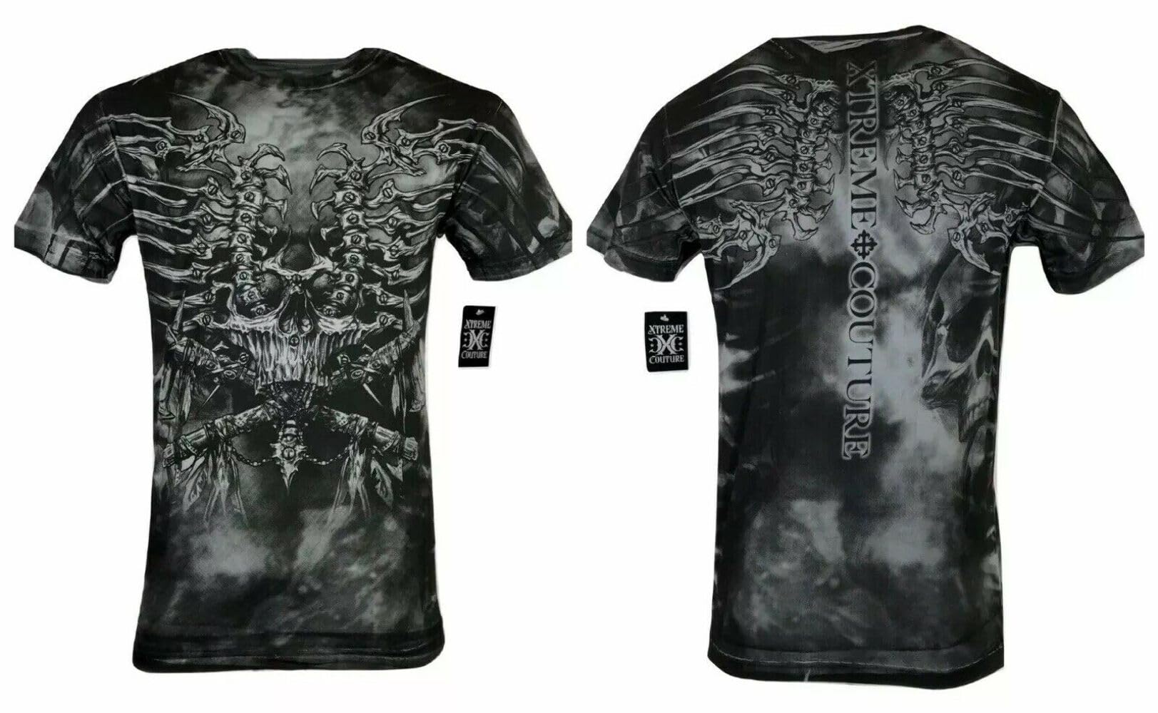 Xtreme Couture by Affliction Men's Graphic T-Shirt with Iron Bones & Skulls Design | Streetwear Fashion for Casual Wear & Gym Outfits
