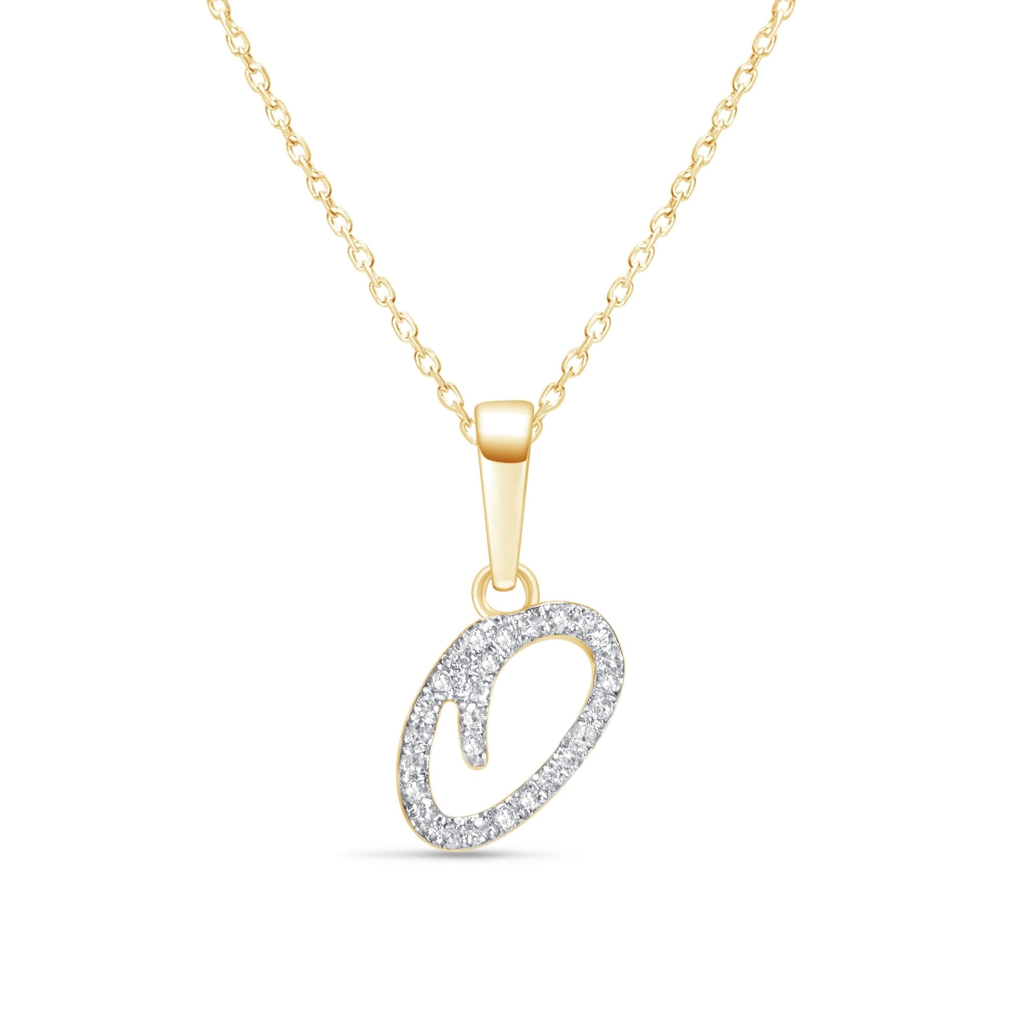 14K Yellow Gold Cursive Diamond Initial Necklace - Personalized Name Pendant for Women - Perfect Gift for Birthday, Anniversary & Valentine's Day