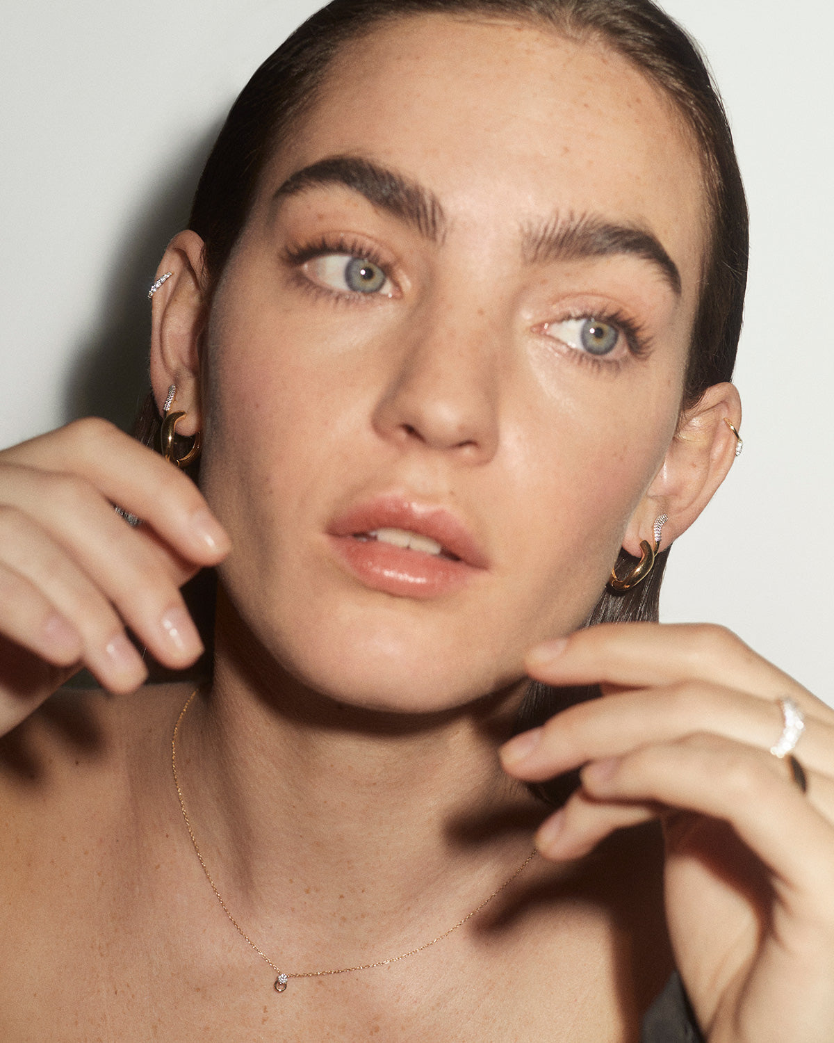 GRID2 Gold Celeste Hoops - Elegant 14K Gold Plated Earrings for Women, Perfect for Parties, Weddings & Everyday Wear