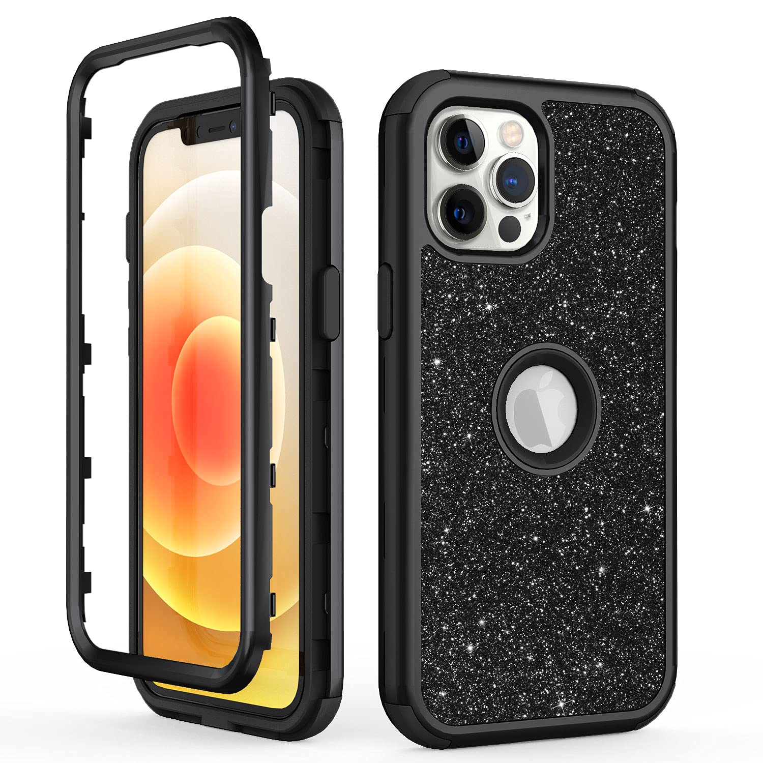 Luxury Sparkle Sequins iPhone 12 Pro Max Case - Crystal Bling Shockproof Glitter Cover for Women & Girls | Protective Cute Phone Case for Everyday Use, Parties & Special Occasions (Black)