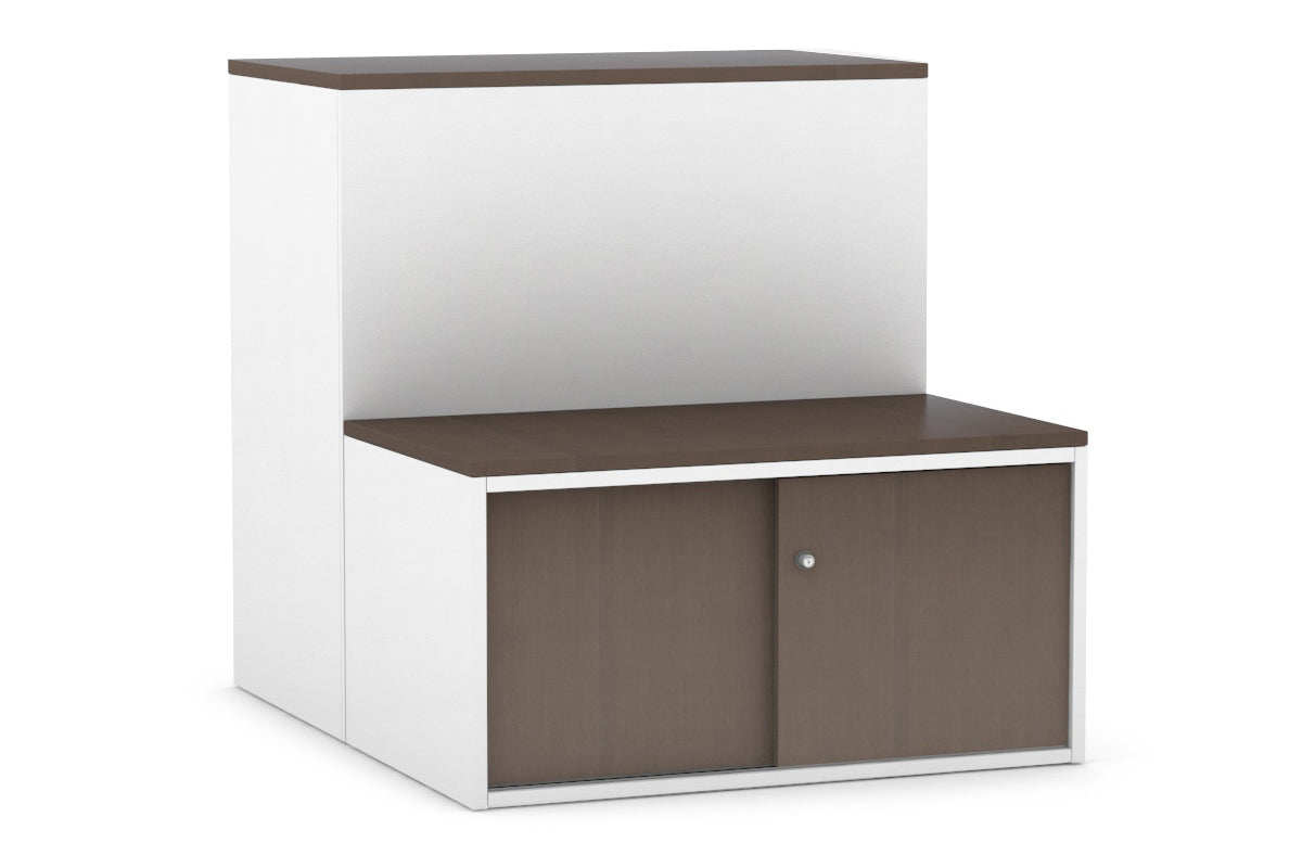 Sliding 2-Door Medical Credenza Cabinet with Silver Handles - Uniform Storage & Activity Module for Hospitals, Clinics & Offices
