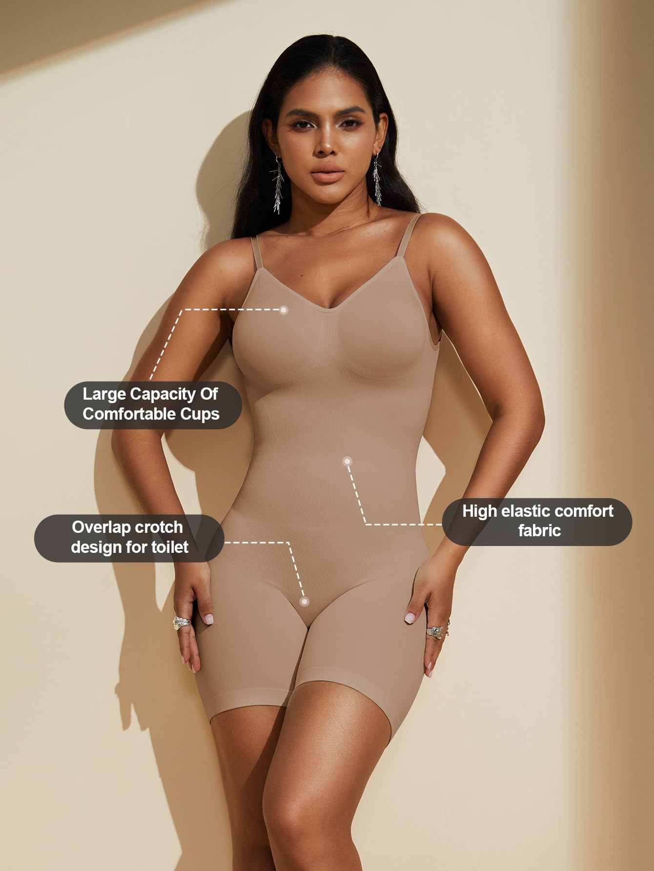 PAUKEE Women's Backless Shapewear Bodysuit - Tummy Control Seamless Shorts & Sleeveless Jumpsuit for Slimming & Smoothing - Perfect for Dresses, Parties & Special Occasions