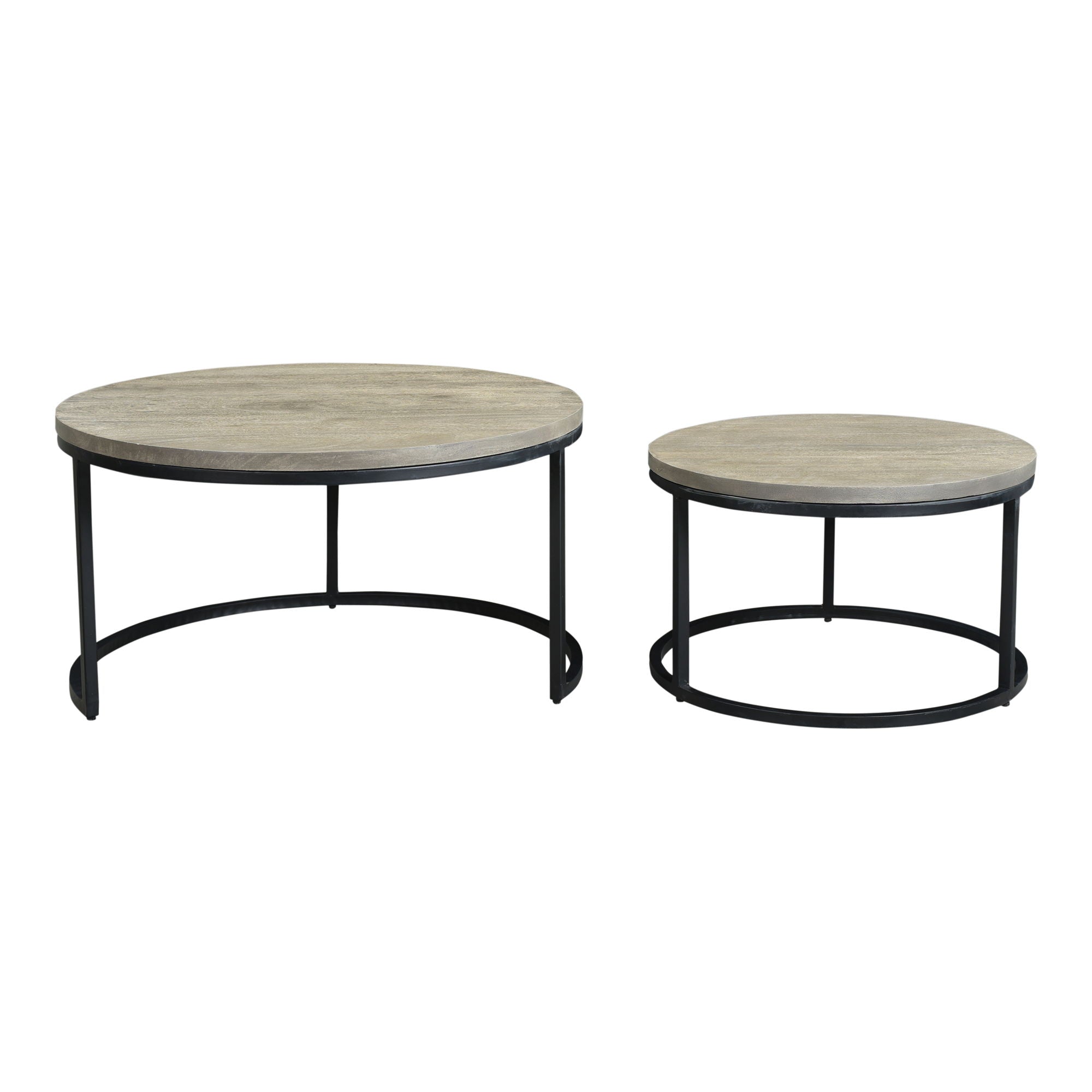 Drey Round Nesting Coffee Tables Set of 2 - Modern Gray Side Tables for Living Room, Small Space Furniture, Apartment Decor
