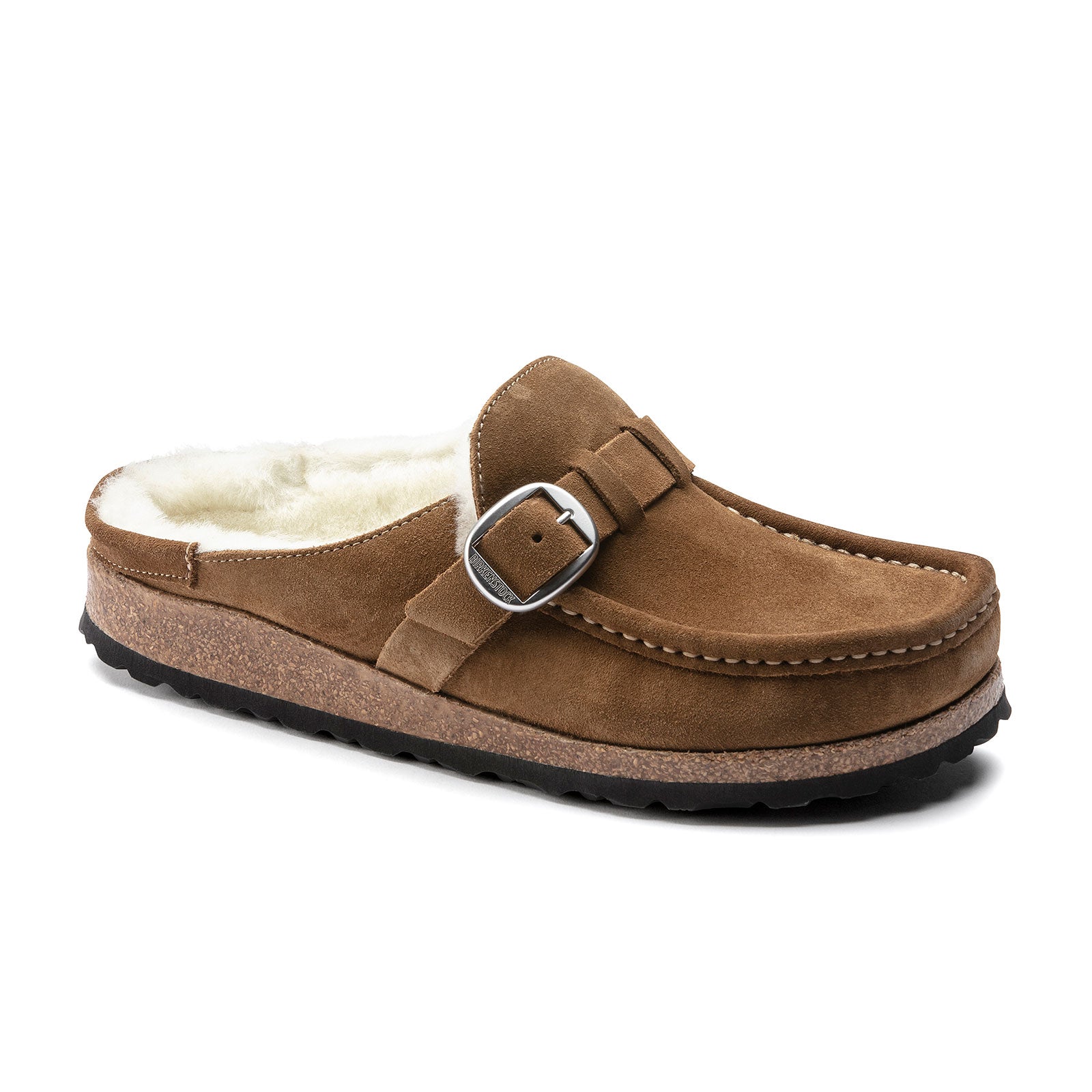 Birkenstock Buckley Narrow Clog for Women - Tea Suede with Natural Shearling Lining | Comfortable House Shoes for Indoor & Outdoor Wear, Perfect for Relaxing at Home or Running Errands