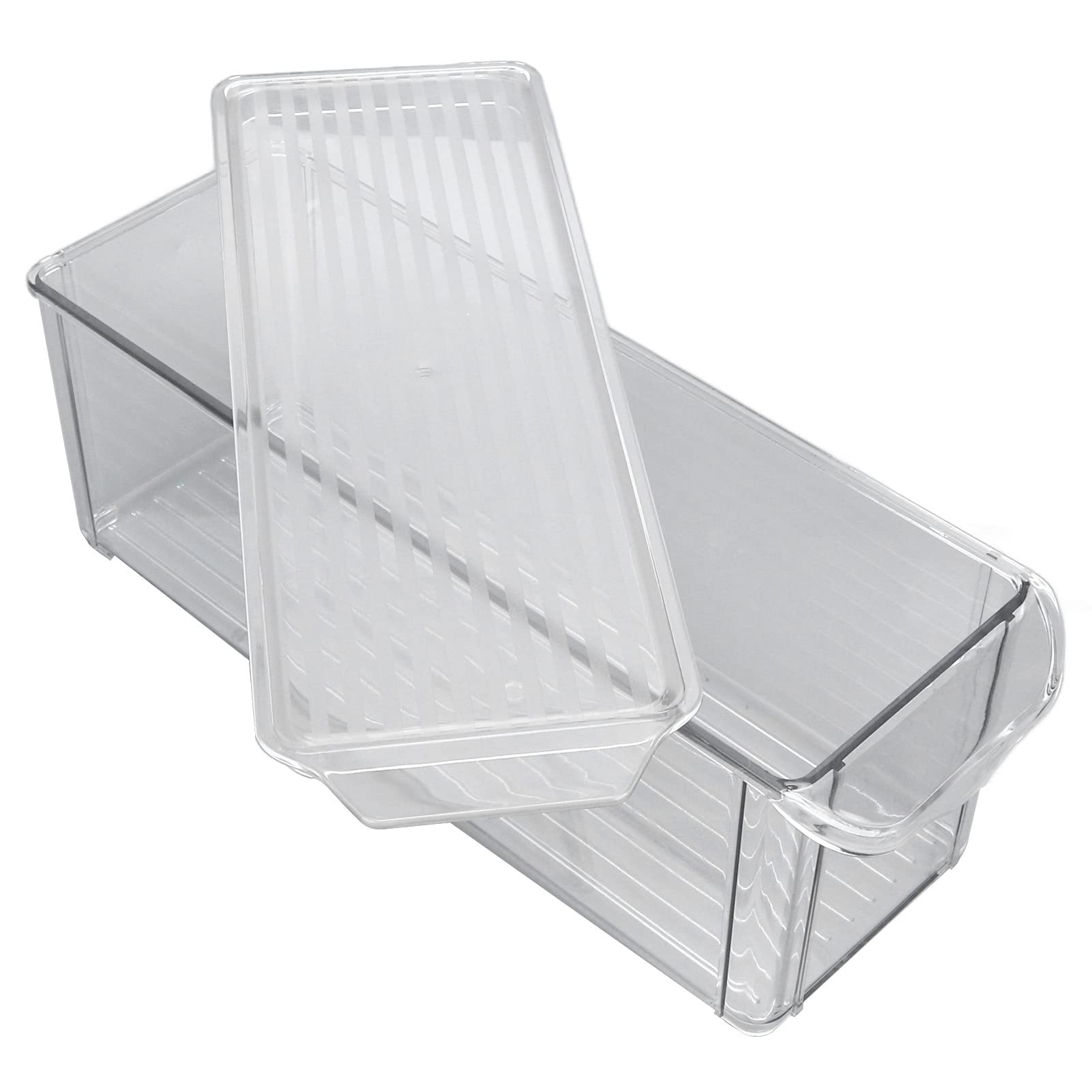 Delaman Clear Plastic Storage Bin - Large Capacity, Food Grade, Durable & Portable for Pantry Organization | Perfect for Kitchen, Bathroom, and Office Storage