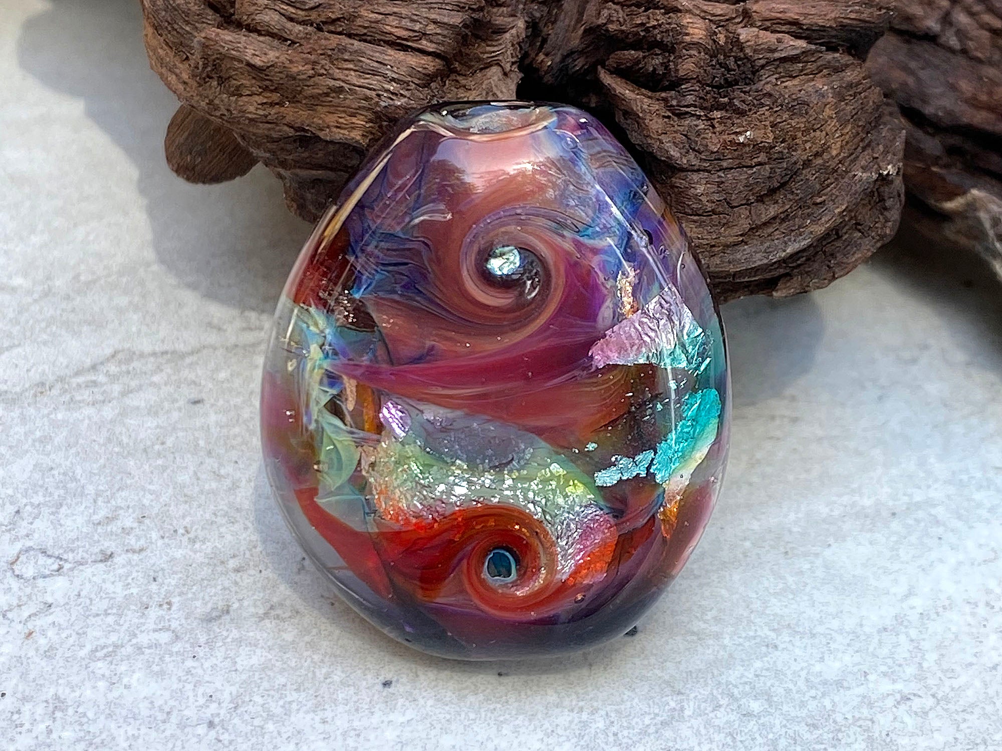 Handmade Pink Swirls Lampwork Glass Focal Bead for Jewelry Making - DIY Necklace, Bracelet, Earrings Designs - Perfect for Beaders and Craft Enthusiasts