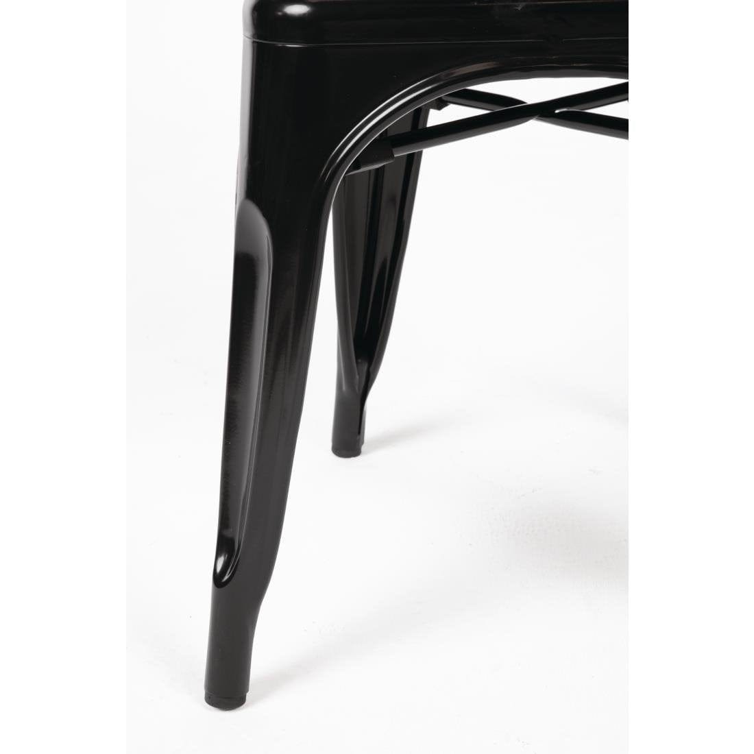Bolero Black Steel Bistro Side Chair (Set of 4) - Modern Outdoor Dining Chairs for Patio, Garden, Restaurant & Cafe - Weather-Resistant Metal Chairs for Indoor & Outdoor Use