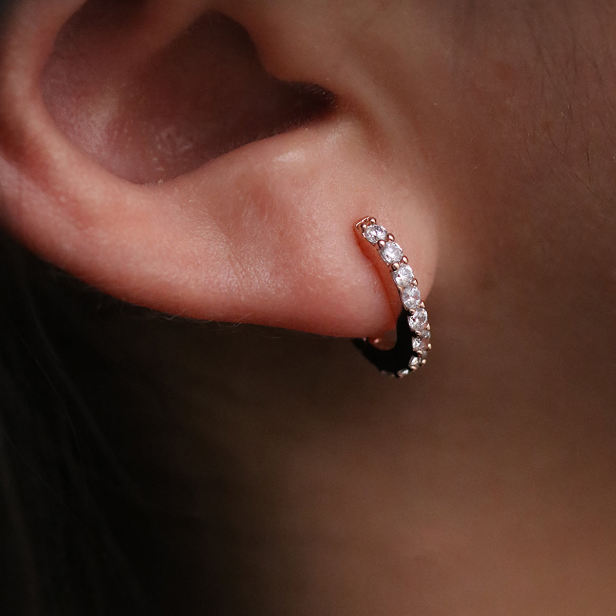 Sparkling Claw Pave Huggie Earrings for Women - Dainty Gold Hoop Earrings with Cubic Zirconia - Perfect for Parties, Weddings & Everyday Wear