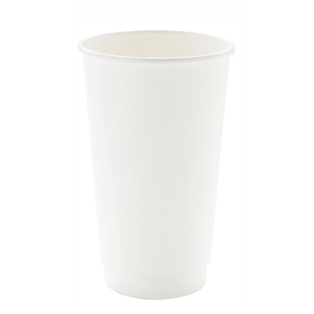 16 oz White Double Wall Paper Coffee Cups - 500 Count Bulk Box (3.5