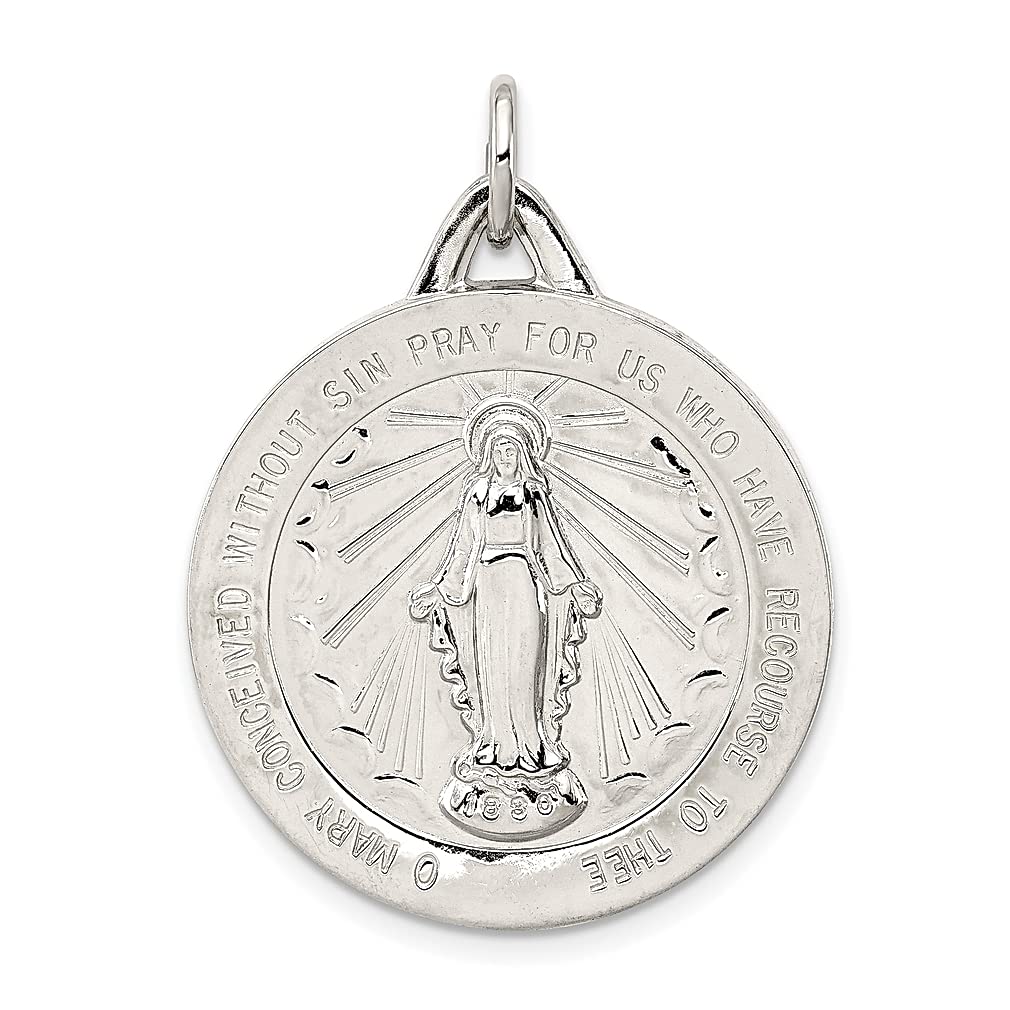 925 Sterling Silver Miraculous Medal Pendant Necklace - Religious Catholic Jewelry for Women, Gift for Her - Perfect for Baptism, First Communion & Spiritual Protection