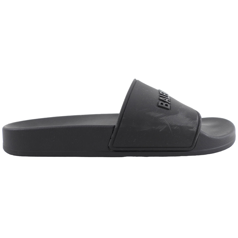Balenciaga Black Rubber Logo Pool Slides - Men's & Women's Size 37 - Comfortable Summer Beach Sandals for Pool, Vacation & Casual Wear