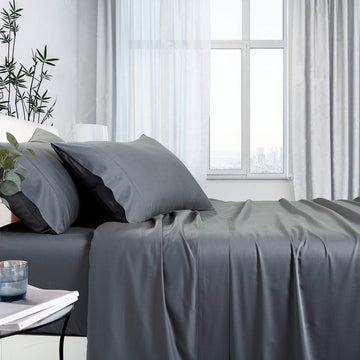 Premium 1000 Thread Count Bamboo Cotton Sheet Set - Single Size, Charcoal Grey - Ultra Soft & Breathable for a Cool & Comfortable Sleep