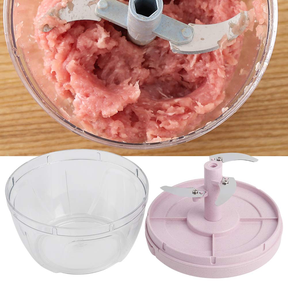 Restokki Manual Meat Grinder & Food Chopper - Mini Kitchen Gadget for Grinding Meat, Chopping Garlic, Vegetables, Onions & Fruits - Perfect for Home Cooking, Meal Prep & Camping (Pink)