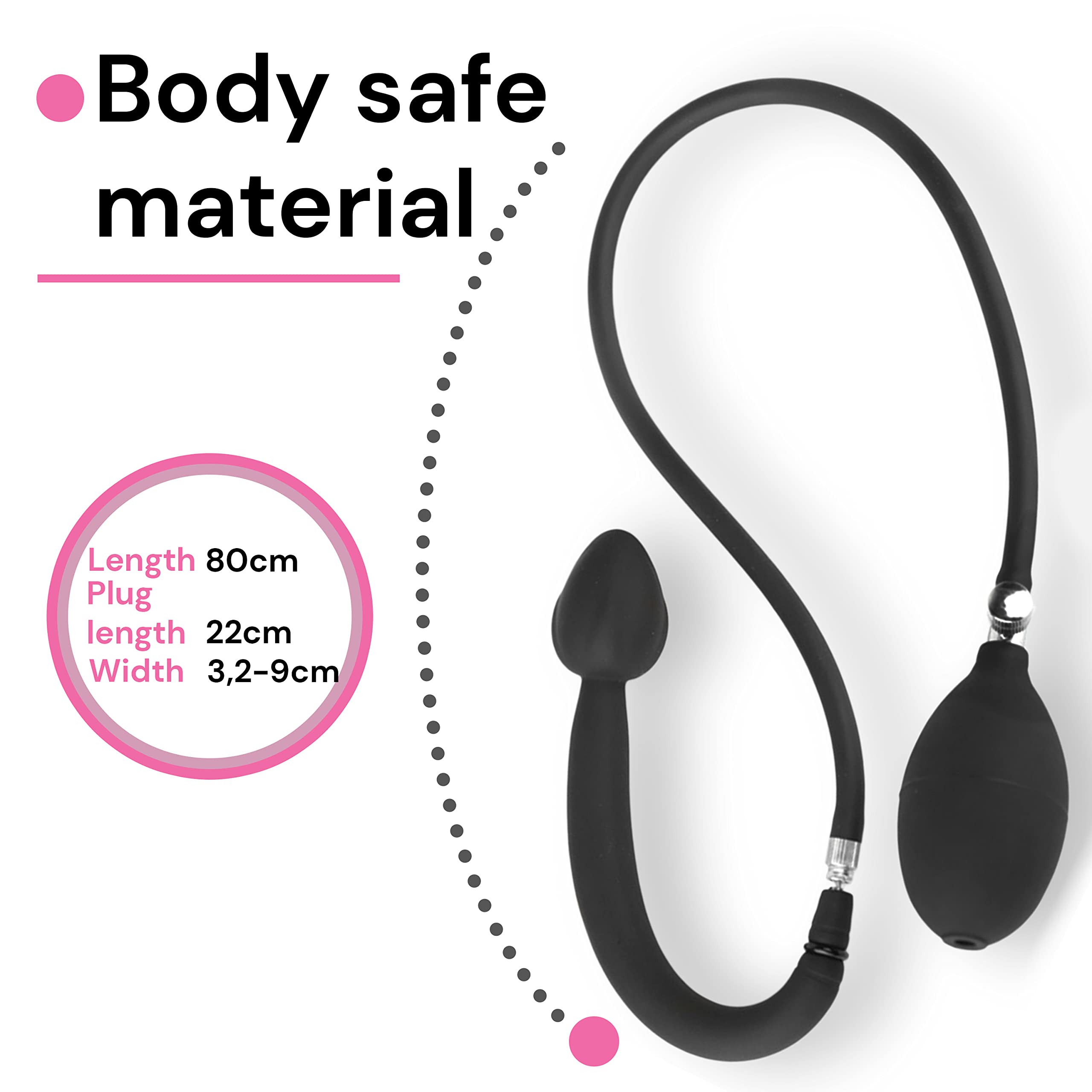 Inflatable Anal Plug with Metal Ball Pump ⌀4.5cm - Beginner Butt Plug for Women & Men - Black ABS+Silicone Prostate Massager - Sex Toy for Couples & Solo Play - Perfect for Beginners & Anal Training
