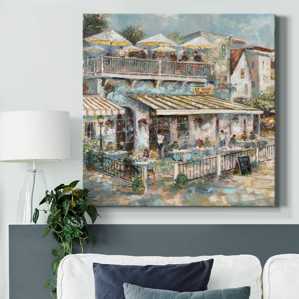 Premium Gallery Wrapped Canvas Wall Art - Abstract Ocean Beach Landscape Painting, Modern Square Wall Decor for Living Room, Bedroom & Office - Ready to Hang Home Decor for Coastal & Boho Interior Design