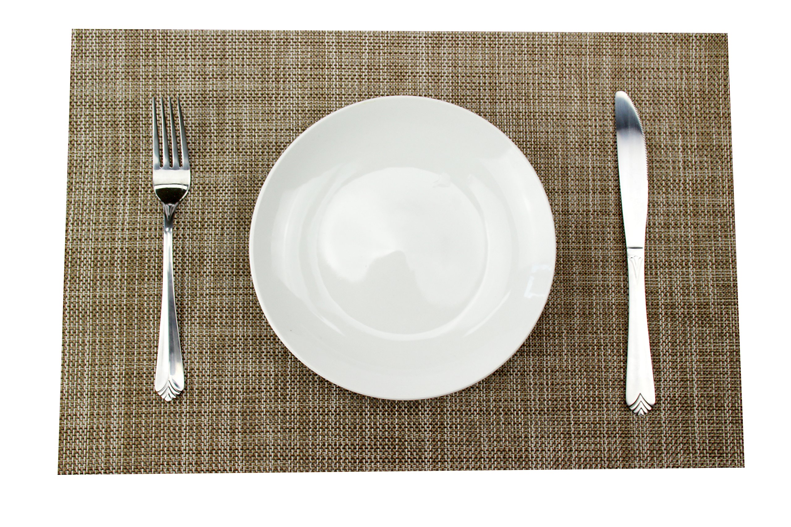 Non-Slip Heat-Resistant PVC Woven Vinyl Placemats Set of 6 - Washable, Stain-Resistant Dining Table Mats for Kitchen & Home Decor (Apricot) | Perfect for Everyday Meals, Dinner Parties & Holiday Gatherings