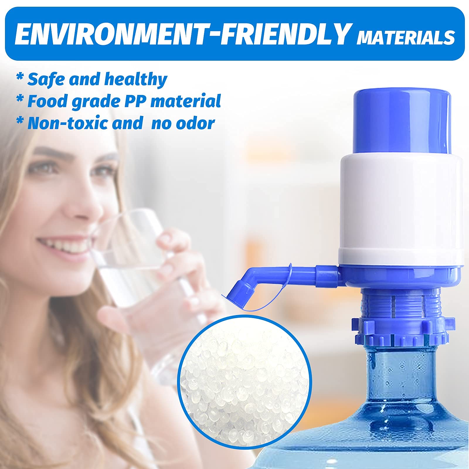 Portable Manual Water Pump for 2-6 Gallon Jugs - Extra Short Tube & Cap Included | Drinking Water Dispenser for Home, Office, Camping & Emergency Preparedness
