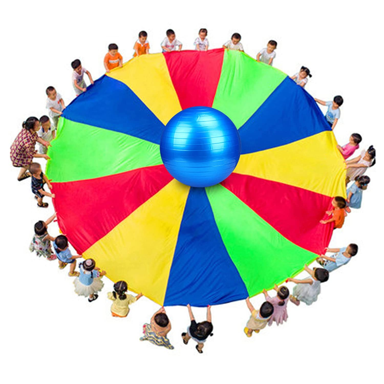 WMWLUOXKY Outdoor Play Parachute - Durable Oxford Fabric Teamwork Game for Kids, Beach, Park & School Activities | Perfect for Group Games, Birthday Parties & PE Classes