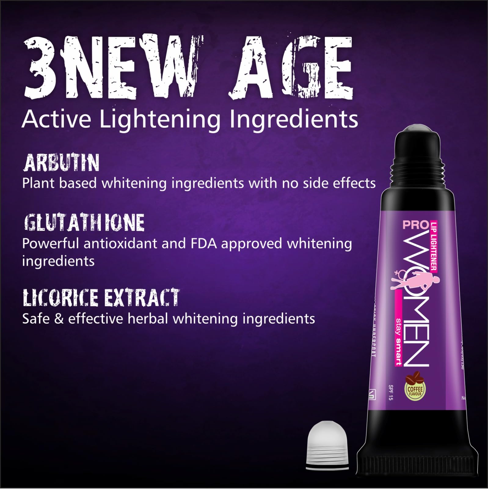 Prowomen SPF15 Lip Lightener Roller for Smokers - Mint Flavored Lip Balm to Relieve Dry, Flaky & Chapped Lips | 10g Coffee Scented Lip Mask for Hydration & Protection - Perfect for Daily Use & Smoking Care