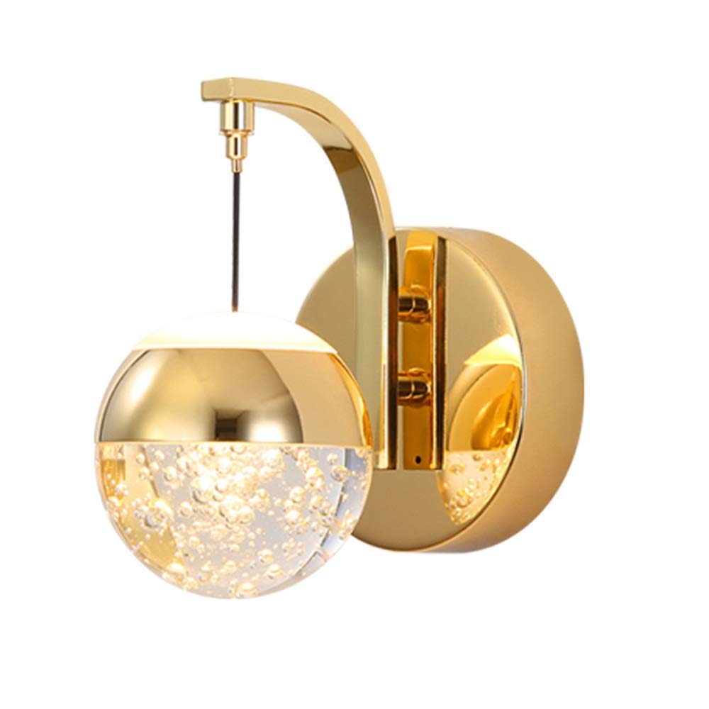 UWY Postmodern LED Wall Light 5W Warm White 3000K - Creative Bubble Shade Sconce with Golden Aluminum Bracket - Perfect for Living Room, Bathroom, Kitchen & Hallway Decor | Energy-Efficient Ambient Lighting for Modern Homes