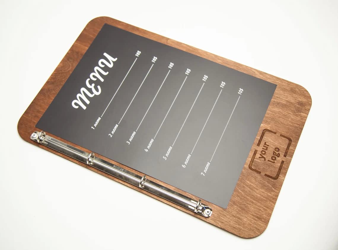Personalized Menu Holder & Guest Book - A5 Letter Paper Size with Free Engraving - Perfect for Restaurants, Cafés & Wedding Receptions