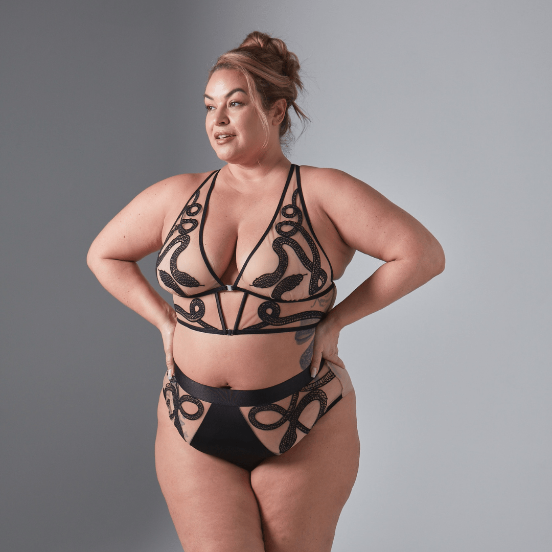 Medusa High Waisted Bikini Set - Butterscotch Color Retro Swimwear for Women - Perfect for Beach Vacations, Pool Parties & Summer Getaways