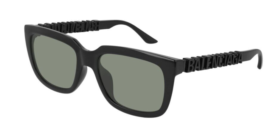 Balenciaga BB0108S 001 Black Green Square Full Rim Unisex Sunglasses - Stylish UV Protection for Men & Women - Perfect for Outdoor Activities, Beach & Driving