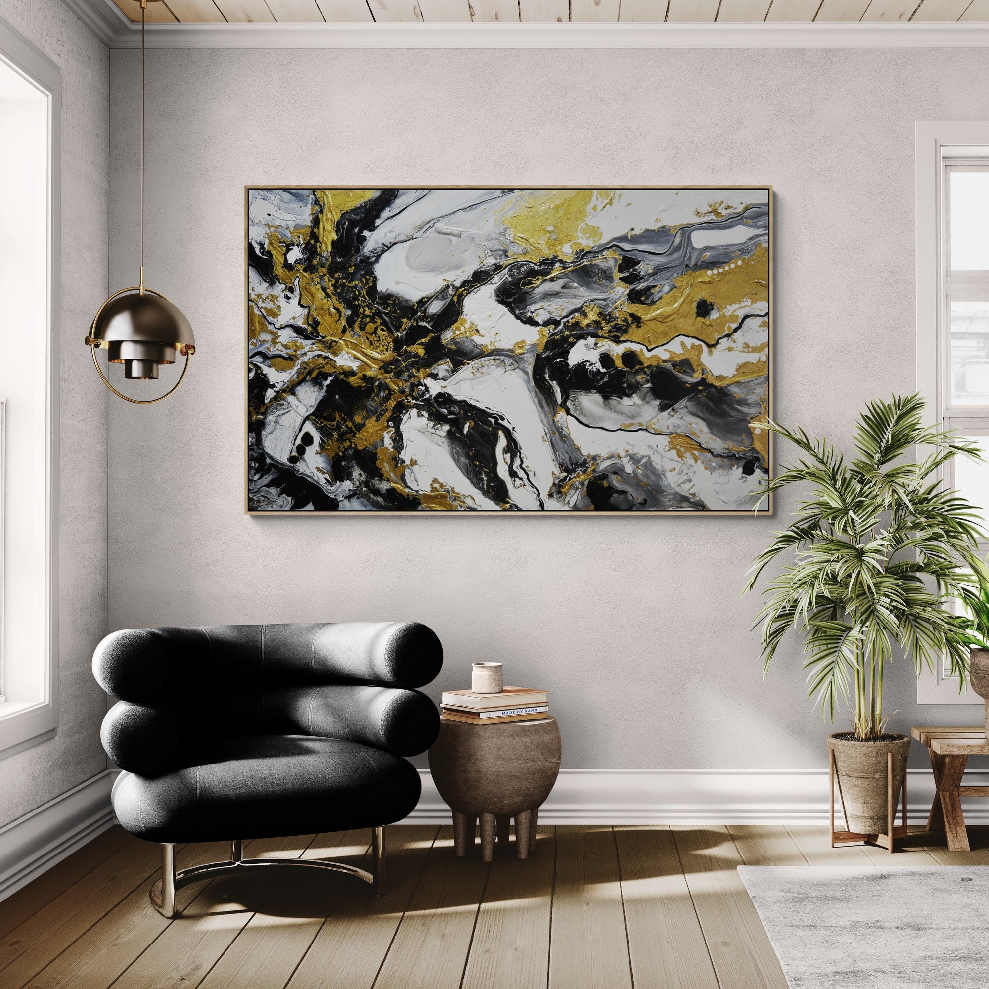 Golden Anatomy 160cm x 100cm Textured Abstract Canvas Art - Modern Wall Decor for Living Room, Bedroom & Office
