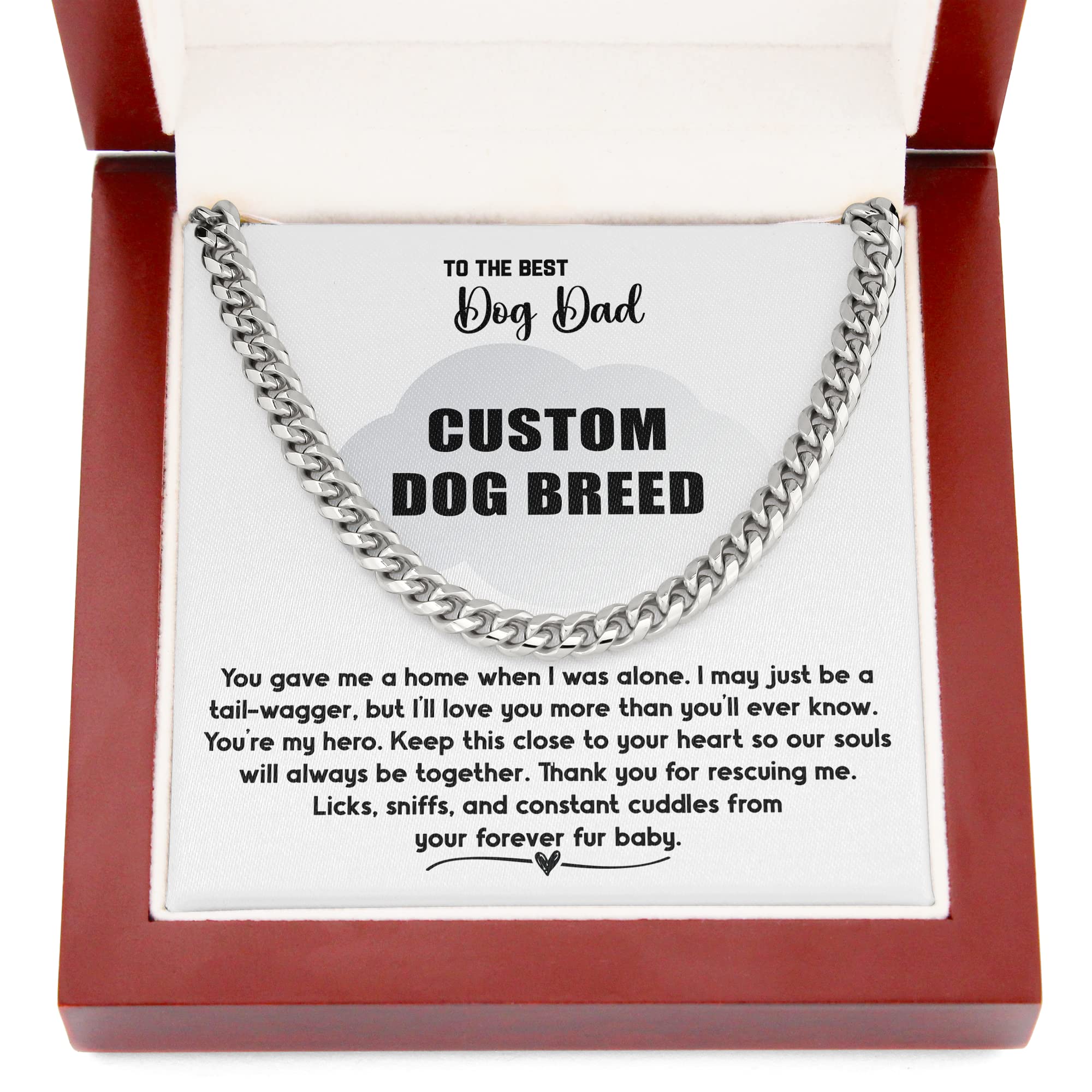 Custom 100 Dog Breeds Cuban Link Chain Necklace - Perfect Gift for Dog Lovers, Father's Day, Birthday & Christmas - Ideal for Dog Rescue Owners, Dog Dads & Pet Parents (Great for Everyday Wear, Special Occasions & Gift Giving)