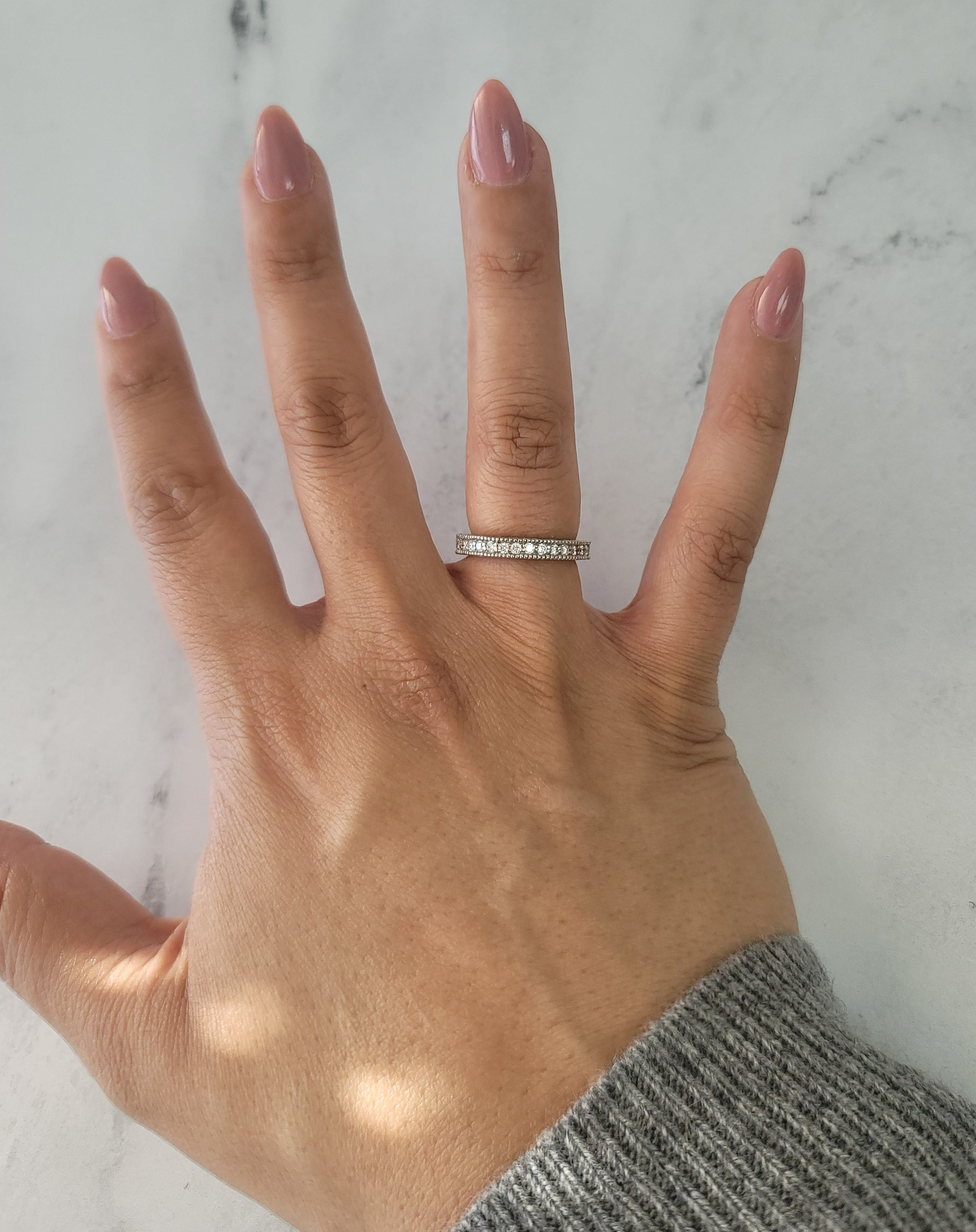 14K White Gold Diamond Wedding Band - 0.38cttw Bead Set Engagement Ring for Women, Bridal Jewelry Gift for Anniversary & Proposal (Perfect for Weddings, Engagements, and Special Occasions)