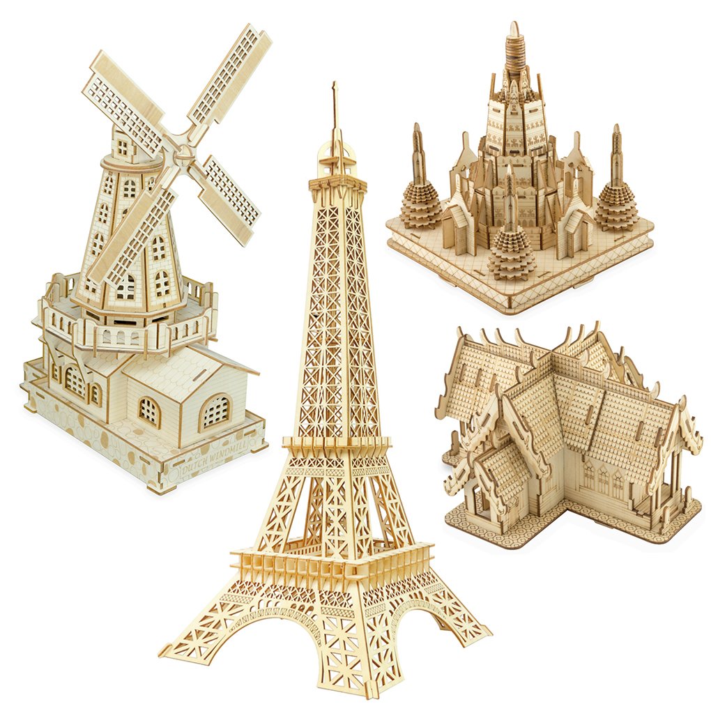 3D Wooden Puzzle DIY Kit - Laser Engraved Eiffel Tower Model for Adults & Teens | Safe Mechanical Assembly | World Famous Architecture Building Toy for Home Decor & STEM Learning