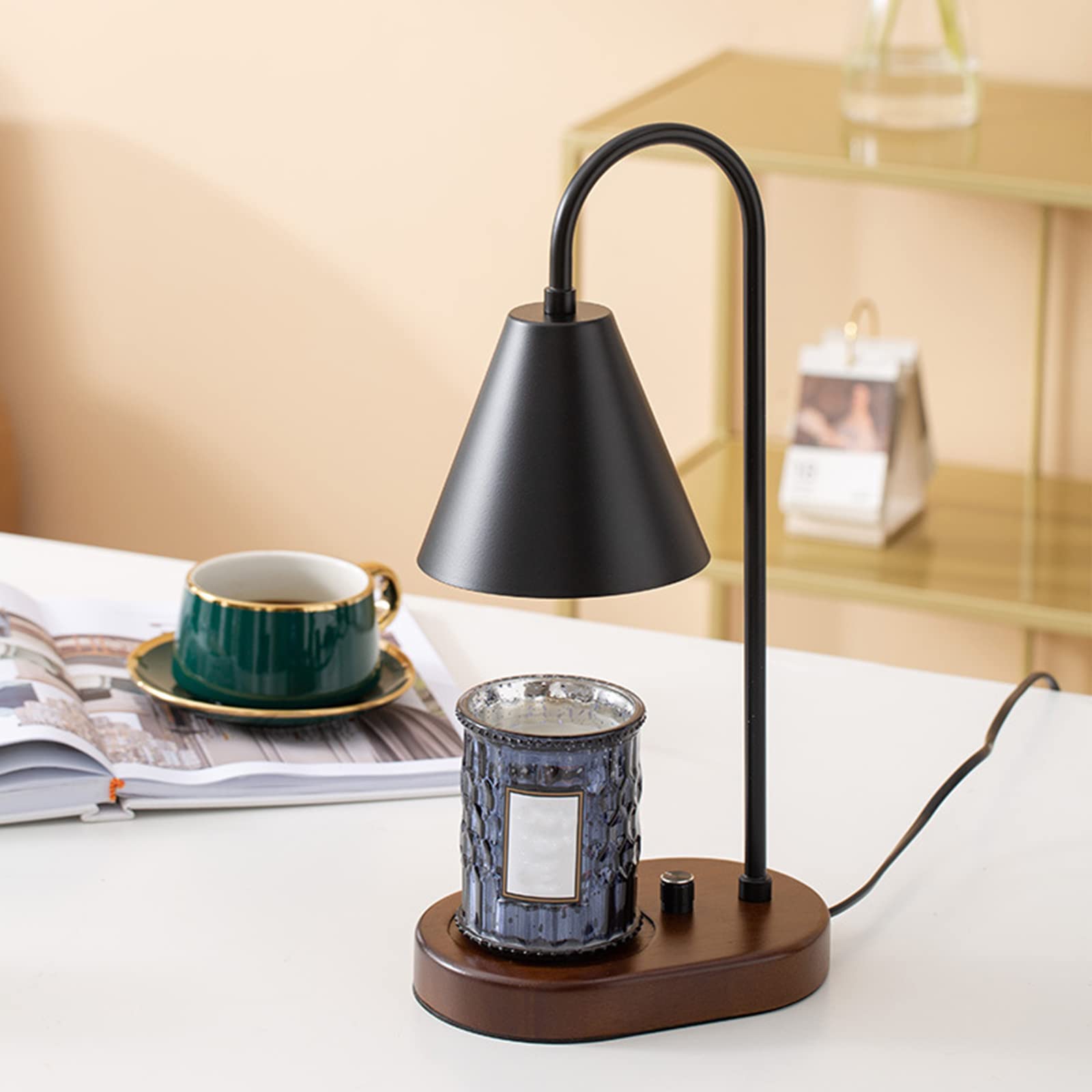 LJYLJH Electric Aromatherapy Candle Warmer Lamp with Dimmable Light - Scented Wax Melter for Home, Bedroom, Office Decor (Includes 2 Bulbs, Black) | Perfect for Relaxation, Spa Nights & Romantic Ambiance