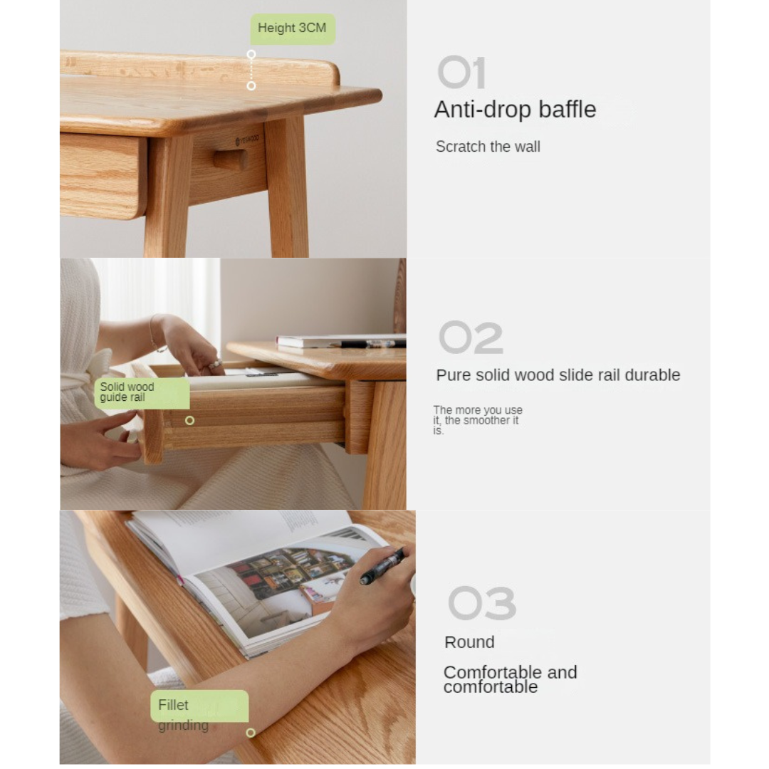 Solid Oak Wood Office Desk - Modern Console Table for Home & Office - Perfect for Workspaces, Living Rooms & Entryways