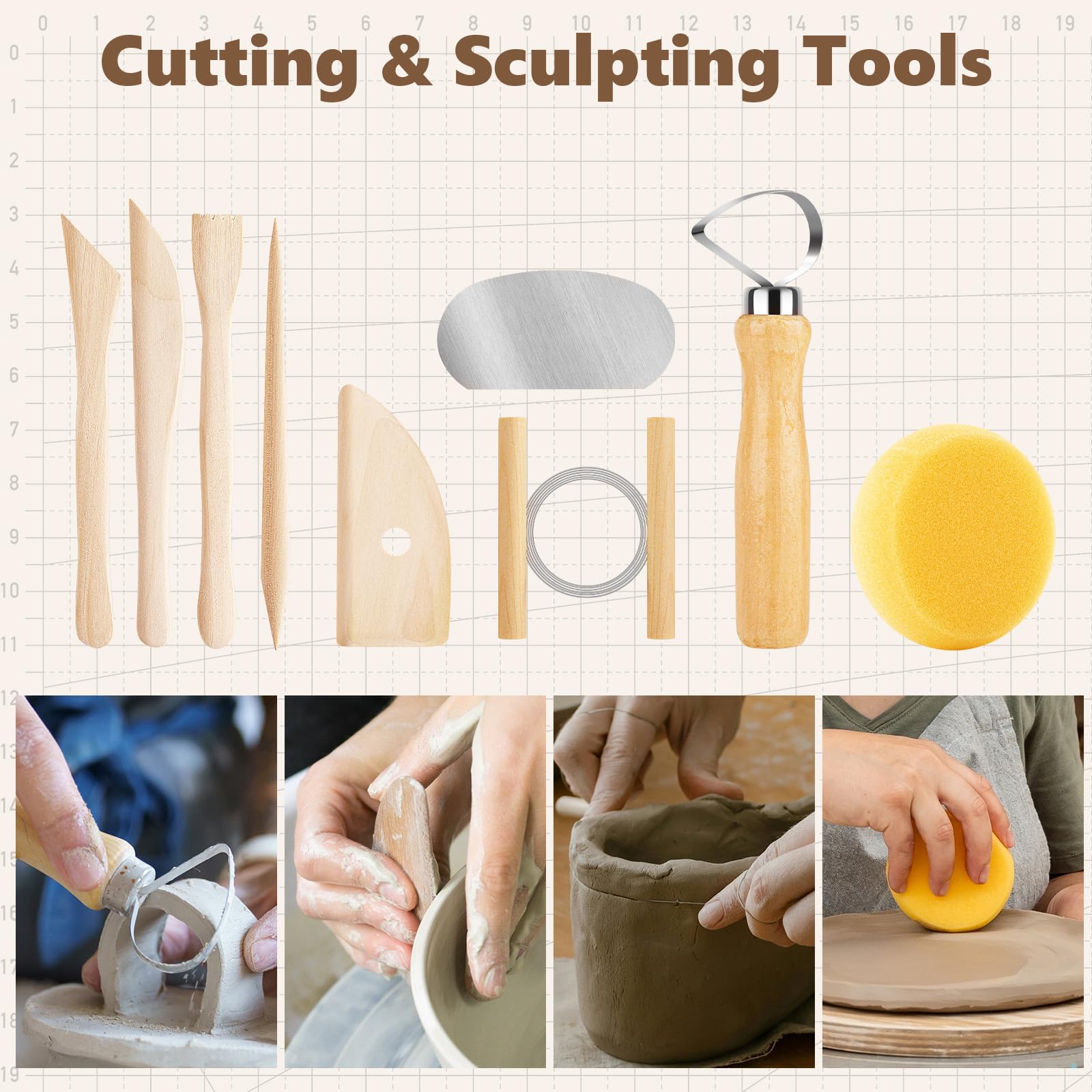 48PCS Pottery Sculpting Tools Kit - Professional Clay Carving & Ceramic Modeling Tools for Pottery Kiln, Polymer Clay Trimming - Perfect for Beginners, Adults & Artists - Great for DIY Crafts, Home Decor & Pottery Classes