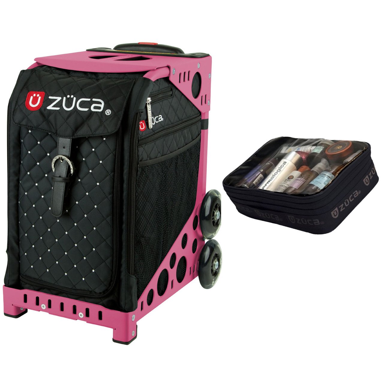 Zuca Mystic Sport Insert Bag with Pink Frame & Free Utility Pouch - Durable Gym Organizer for Skating, Yoga & Travel Accessories Storage