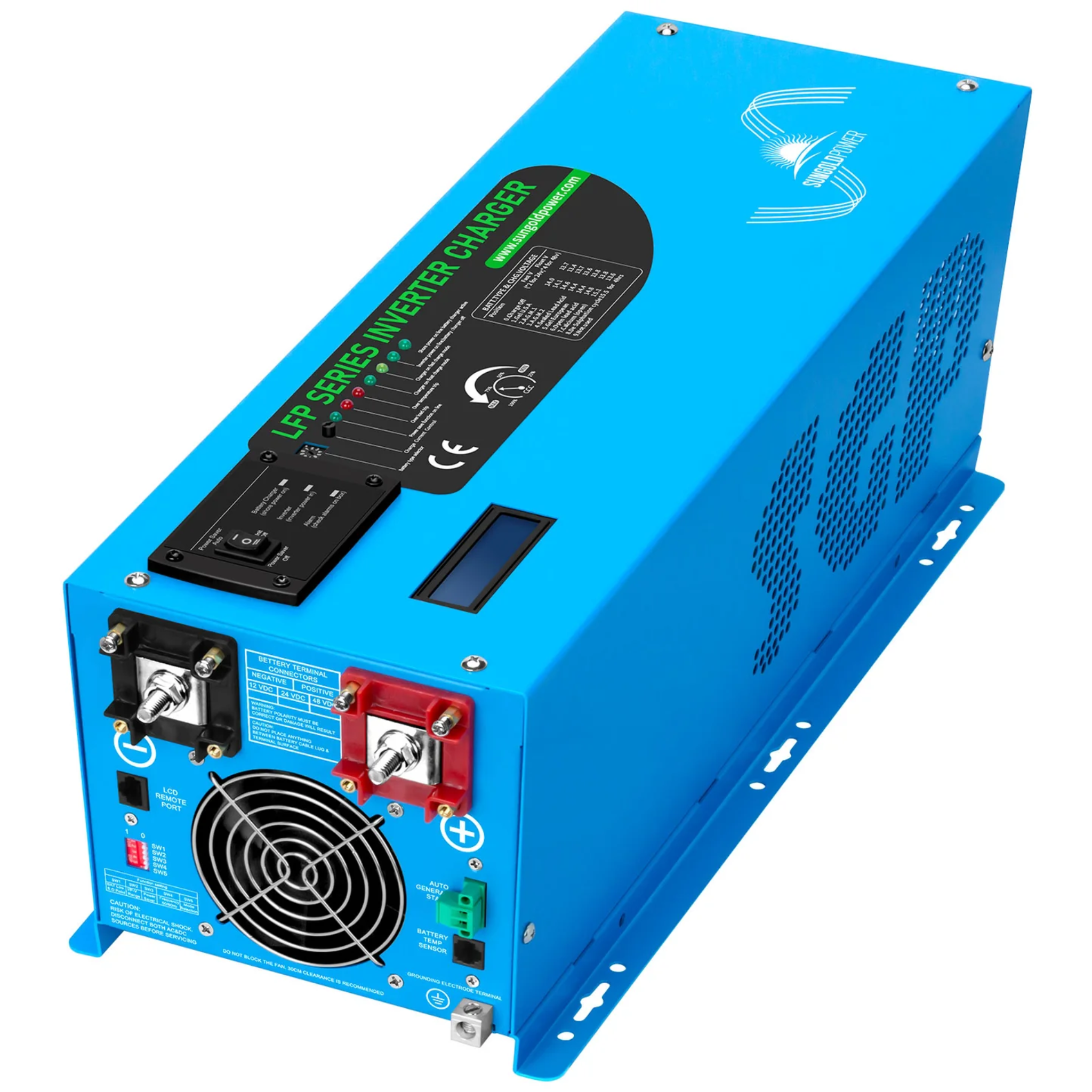 SunGoldPower 3000W 24V Pure Sine Wave Power Inverter with Built-in Charger - Perfect for RVs, Boats, Solar Systems & Off-Grid Power Supply