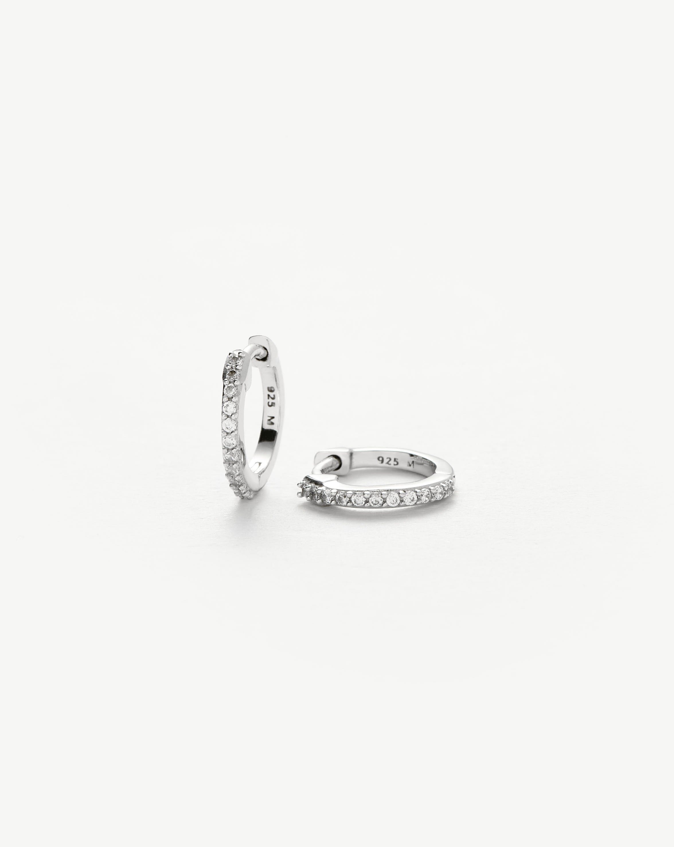 Classic Pave Huggie Hoop Earrings | Sterling Silver with Cubic Zirconia | Perfect for Everyday Wear, Date Nights & Special Occasions