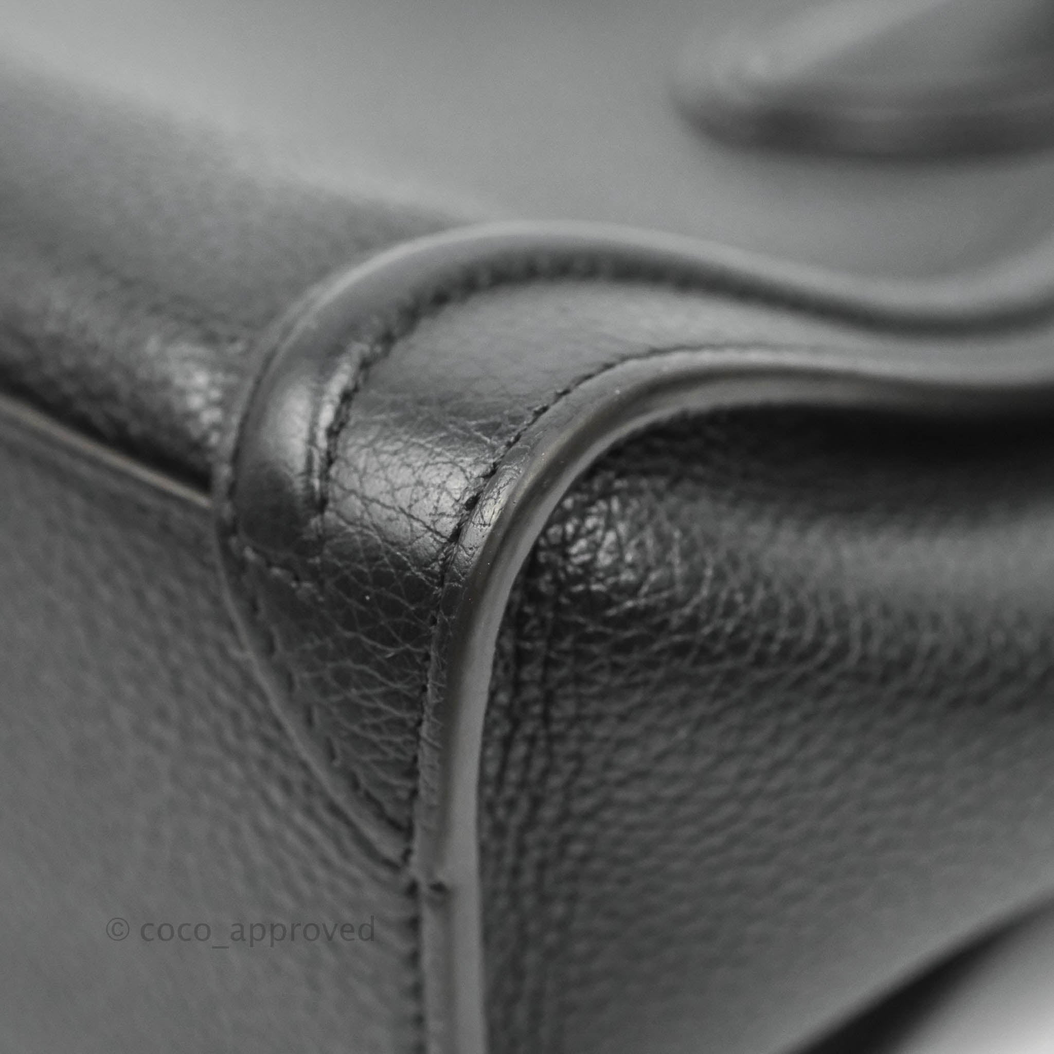 Celine Nano Luggage Bag in Black Drummed Calfskin with Silver Hardware - Perfect for Work, Travel & Everyday Use