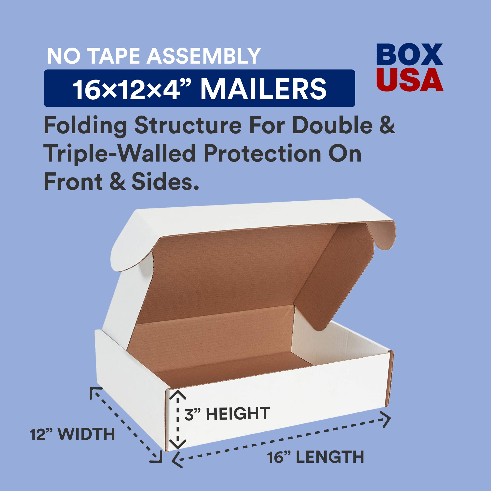 BOX USA Medium Moving Boxes 16x12x4 Inches (50-Pack) - Heavy Duty Corrugated Cardboard Boxes for Packing, Shipping & Storage | Perfect for Home Moves, Office Relocation & Warehouse Organization